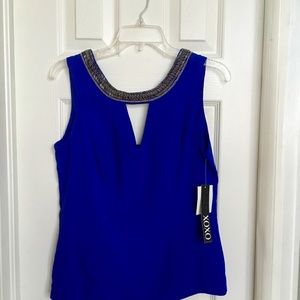 NWT - XOXO fancy royal blue top, zip back